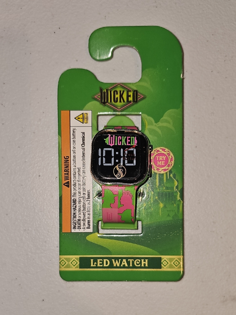 Wicked Unisex Childrens LED Watch w/Square Face and Printed Silicone Strap New